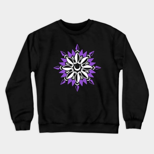 Abstract Moon Flower Print (Purple) Crewneck Sweatshirt by Axiomfox